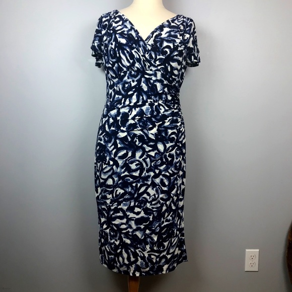 Lauren Ralph Lauren Dresses & Skirts - Ralph Lauren Blue and White Faux Wrap Dress